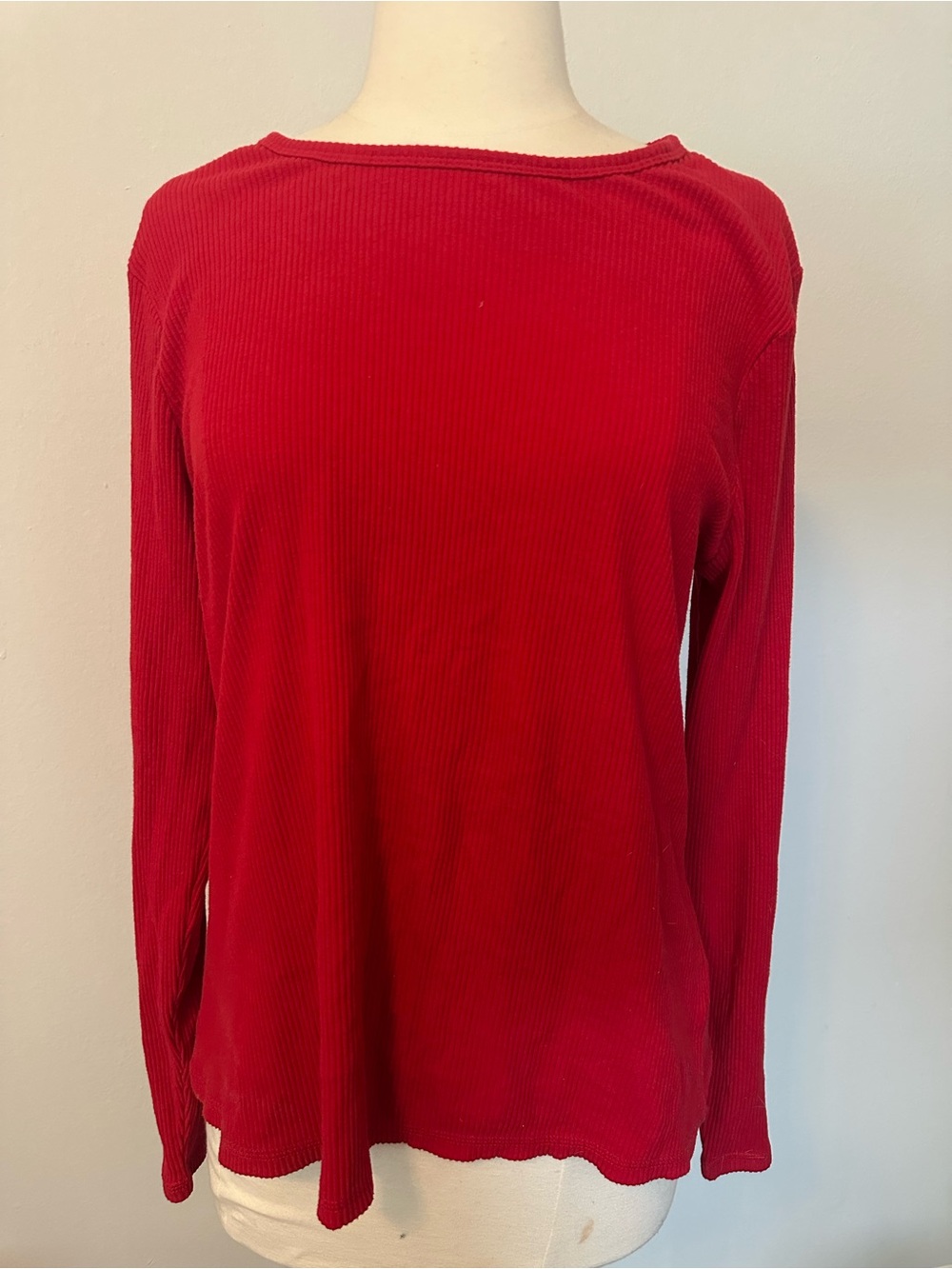 Old Navy Red Ribbed Long-Sleeve Tee